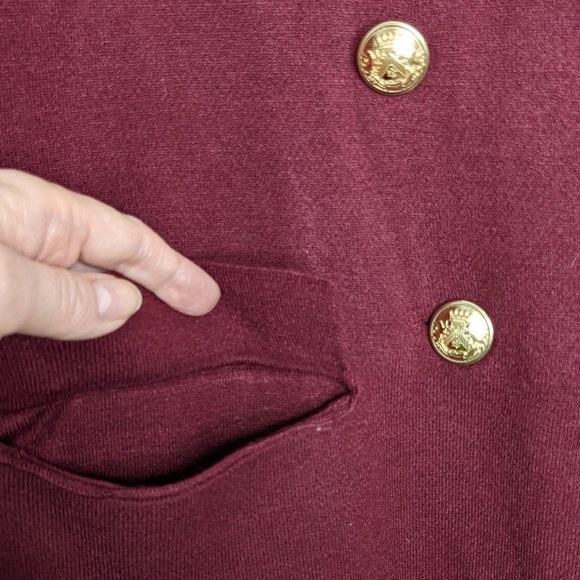 Express Burgundy Double Breasted Cardigan Long Sleeve V-Neck Size L NWT - Picture 5 of 7